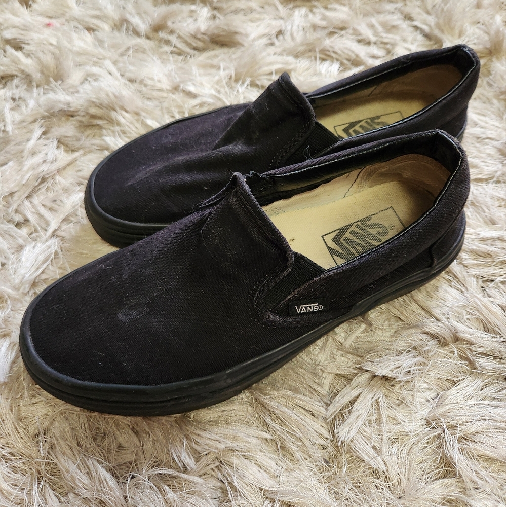 Black Vans Slip On Shoes, W7.5/M6